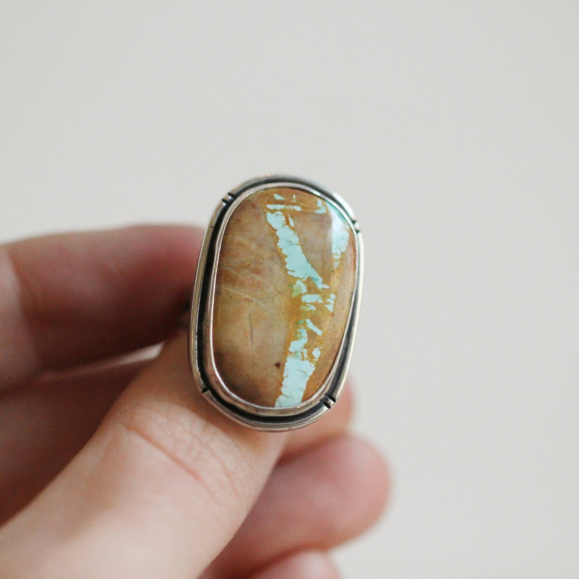 Royston Ribbon Turquoise Custom Ring - Choose Your Stone - Sterling Silver