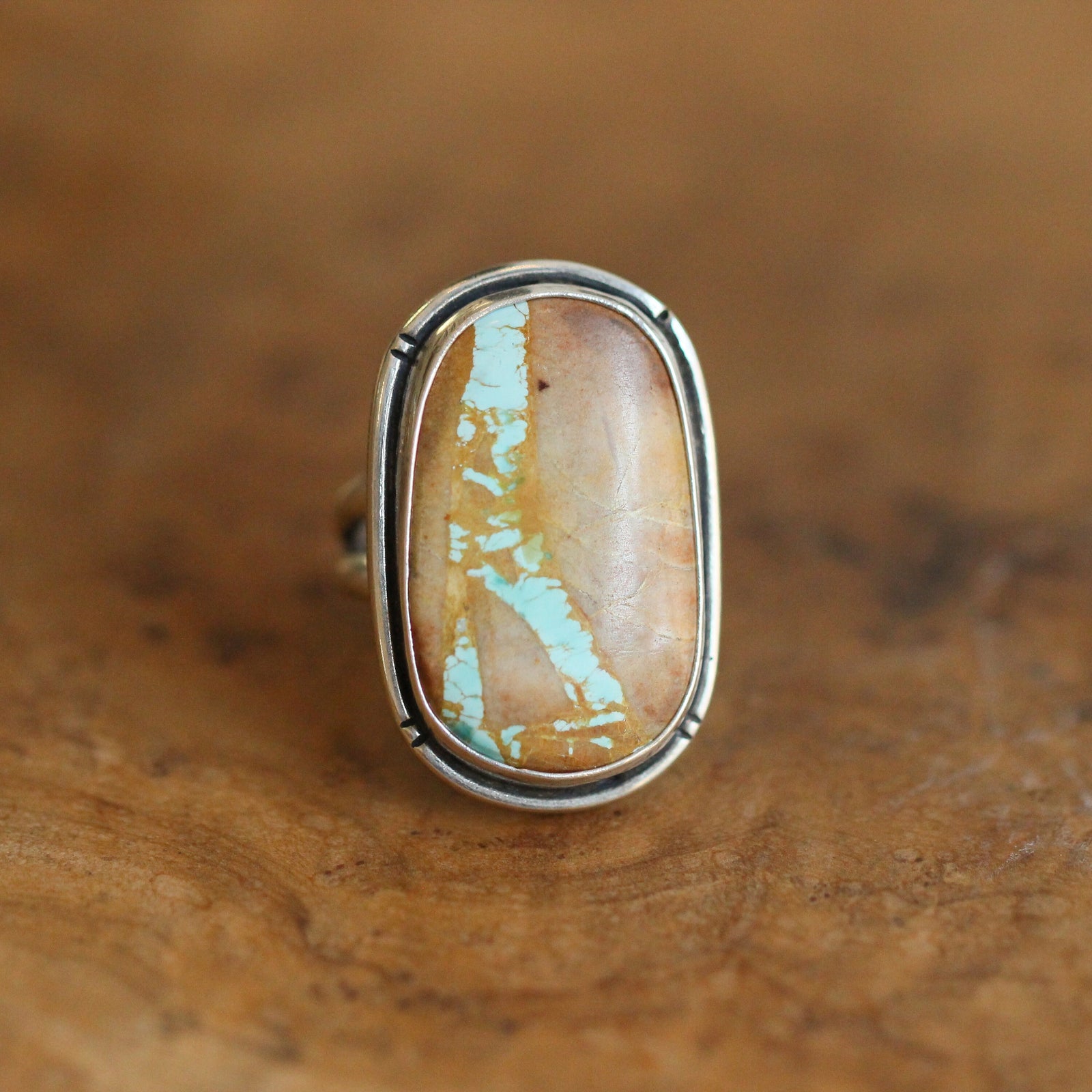 Royston Ribbon Turquoise Custom Ring - Choose Your Stone - Sterling Silver