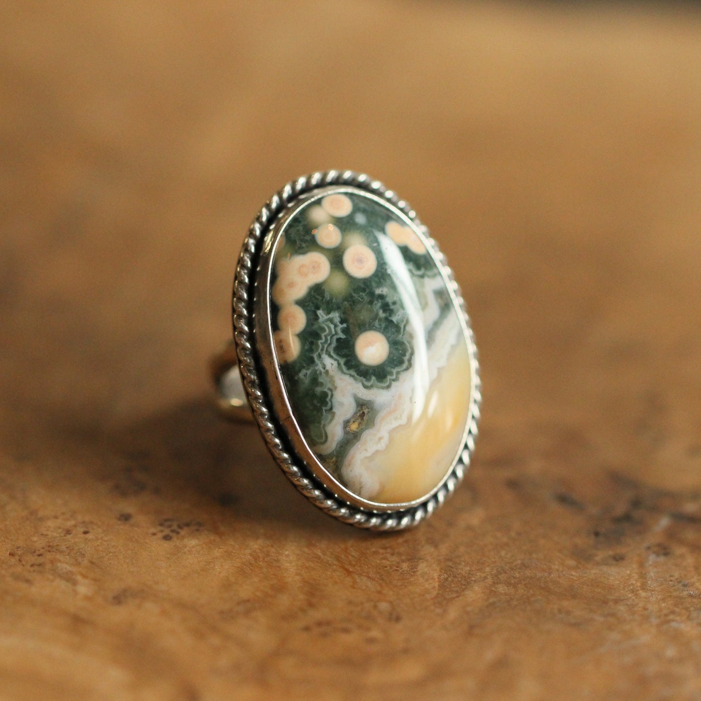 CUSTOM Ocean Jasper Boho Ring - .925 Sterling Silver - Choose your AAA Stone