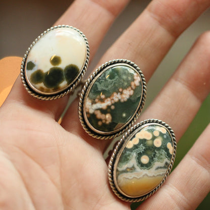 CUSTOM Ocean Jasper Boho Ring - .925 Sterling Silver - Choose your AAA Stone
