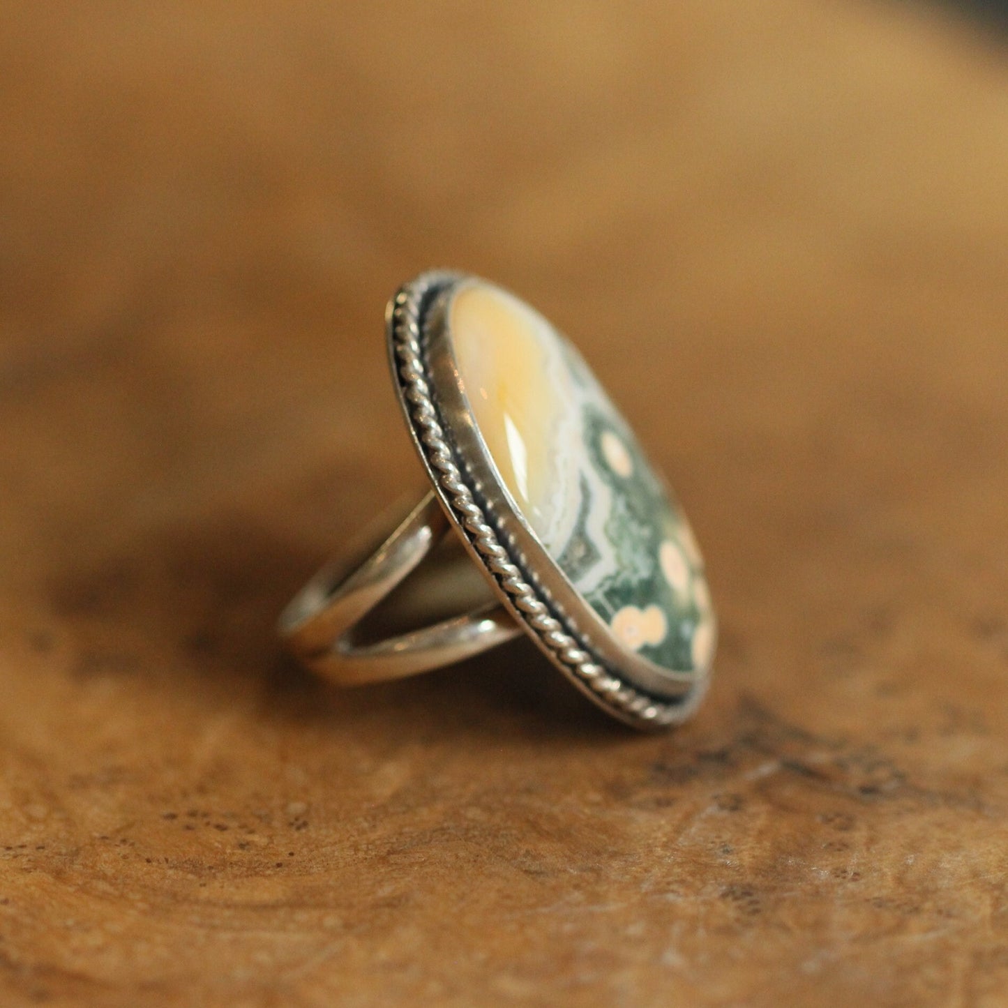 CUSTOM Ocean Jasper Boho Ring - .925 Sterling Silver - Choose your AAA Stone