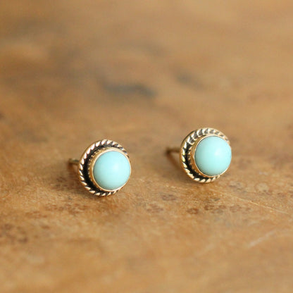 Turquoise Posts - 14K Gold Post Earrings