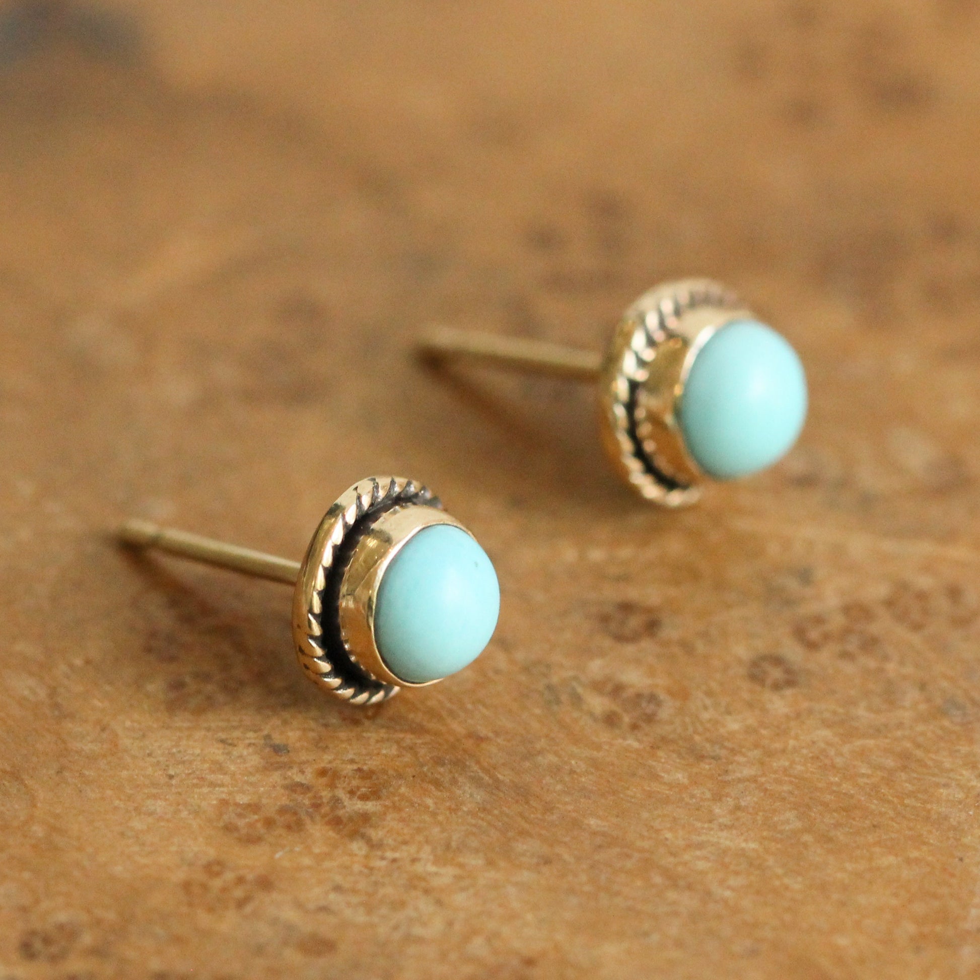 Turquoise Posts - 14K Gold Post Earrings