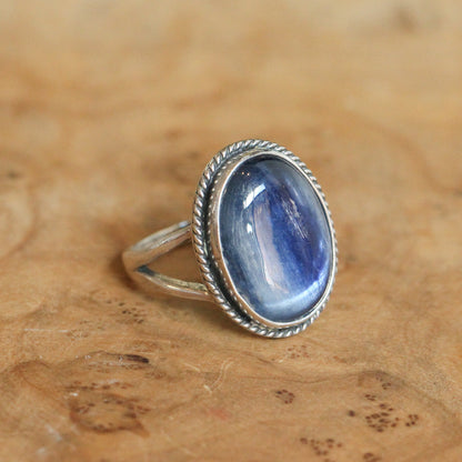 Blue Kyanite Boho Ring - Sterling Silver Ring - Choose Your Size
