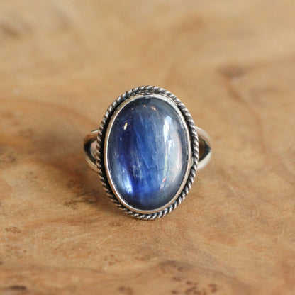 Blue Kyanite Boho Ring - Sterling Silver Ring - Choose Your Size