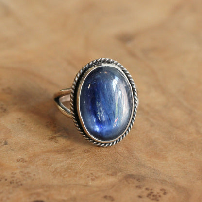 Blue Kyanite Boho Ring - Sterling Silver Ring - Choose Your Size