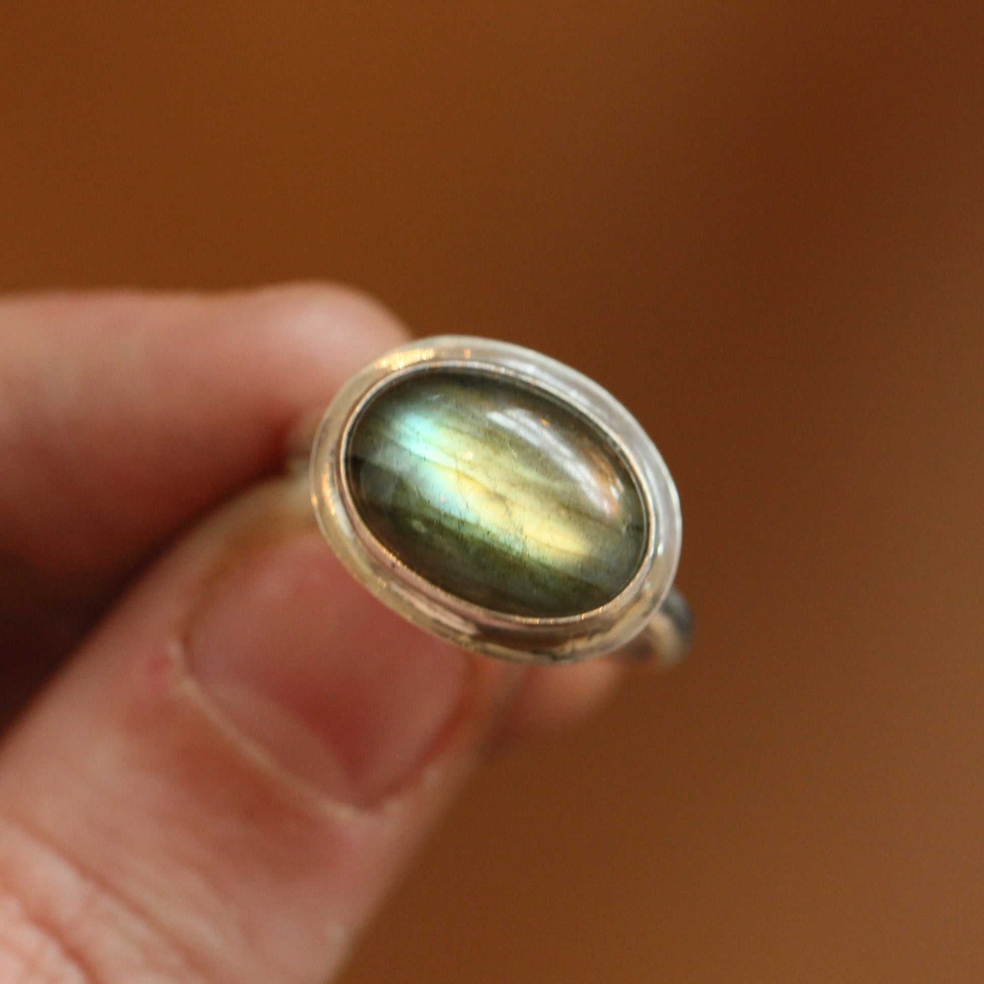 Flashy Labradorite Ring – Sterling Silver Oval, Silversmith Jewelry