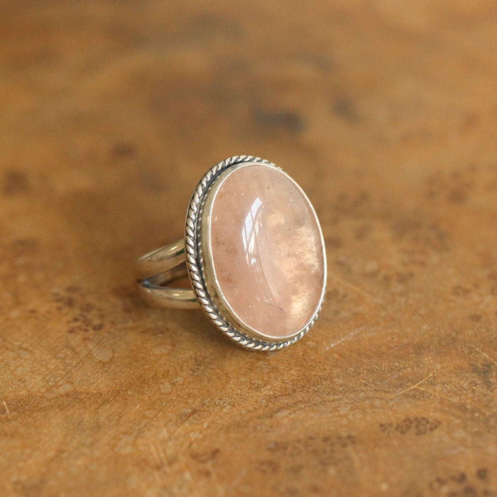 Big Morganite Boho Ring - Choose your hue - Multi-color Beryl - Sterling Silver