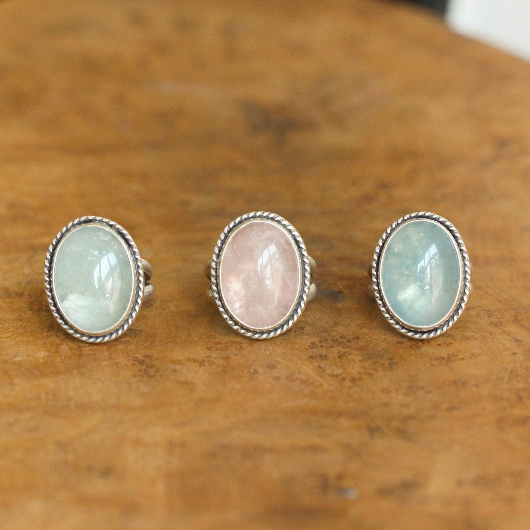 Big Morganite Ring - Morganite Boho Ring - Choose your own Stone - Beryl - Sterling Silver