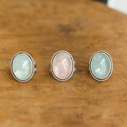 Big Morganite Boho Ring - Choose your hue - Multi-color Beryl - Sterling Silver