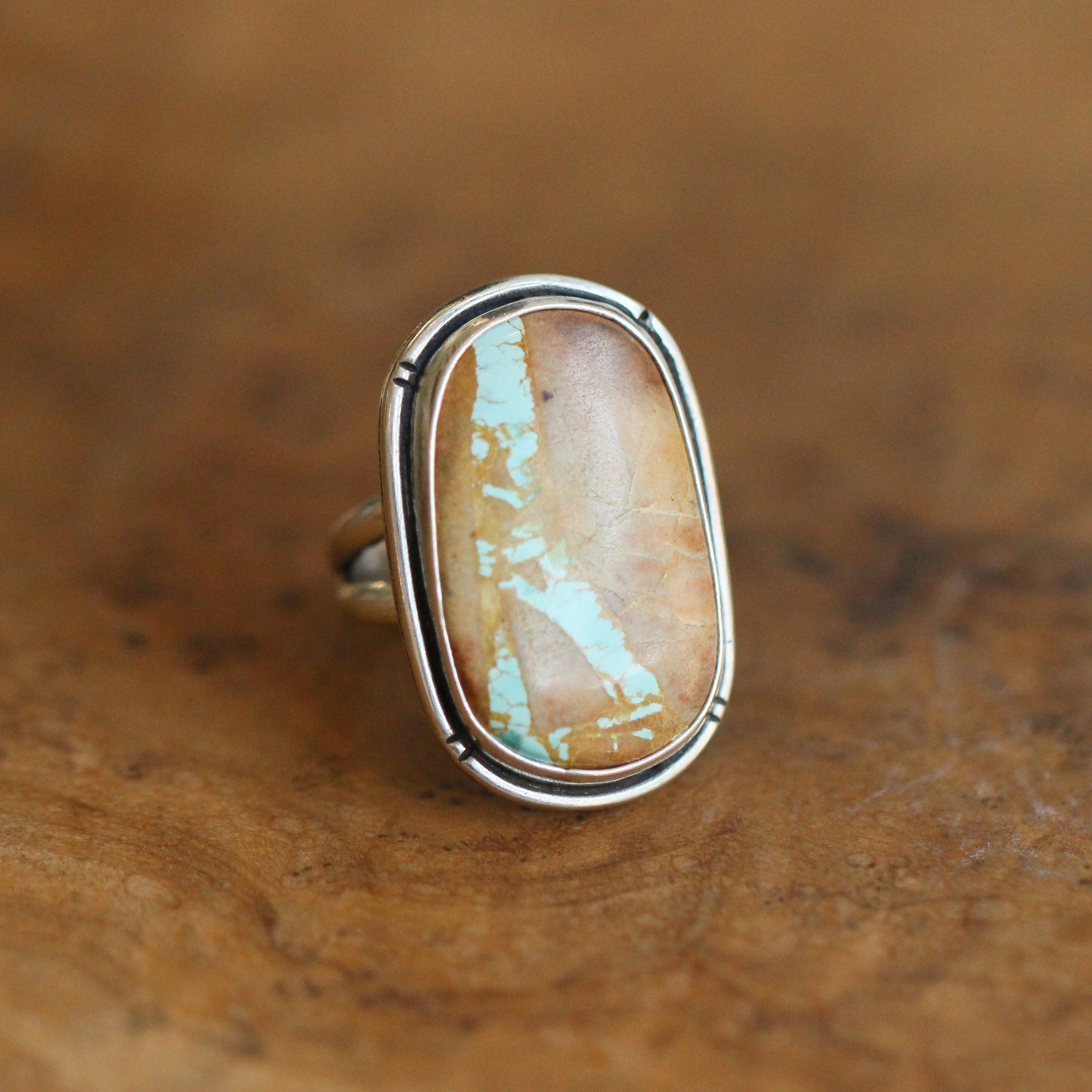 Royston Ribbon Turquoise Custom Ring - Choose Your Stone - Sterling Silver