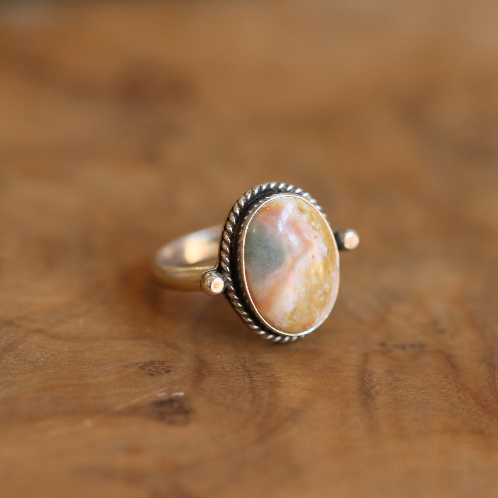 Ocean Jasper Lasso Ring - Ocean Jasper Ring - Choose your own stone - Sterling Silver Ring