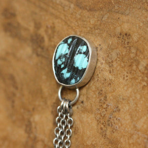 Long Turquoise Earrings - .925 Sterling Silver - Turquoise Chain Earrings