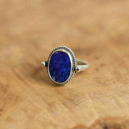 Sterling Silver Lapis Lazuli Ring - Silversmith Boho Jewelry
