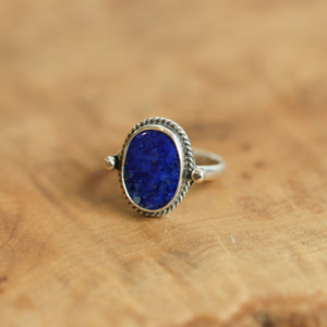 Blue Lapis Lasso Ring - Silversmith Ring - Lapis Lazuli Ring - Feminine Jewelry
