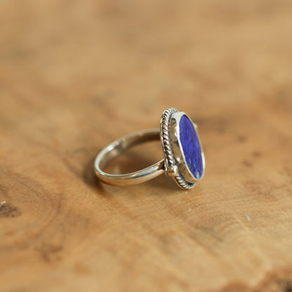 Sterling Silver Lapis Lazuli Ring - Silversmith Boho Jewelry