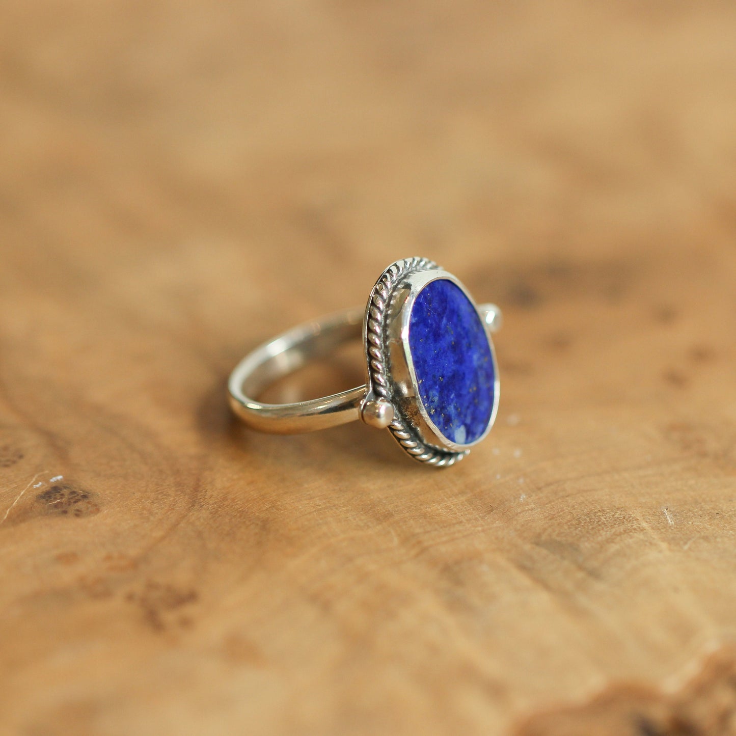 Sterling Silver Lapis Lazuli Ring - Silversmith Boho Jewelry