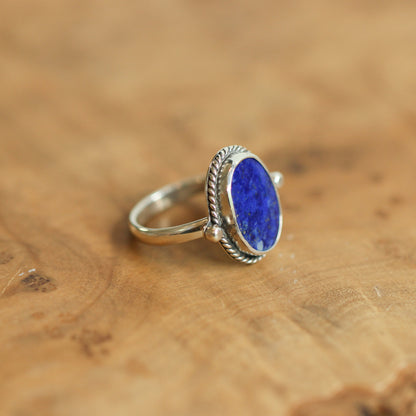 Sterling Silver Lapis Lazuli Ring - Silversmith Boho Jewelry
