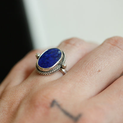 Sterling Silver Lapis Lazuli Ring - Silversmith Boho Jewelry