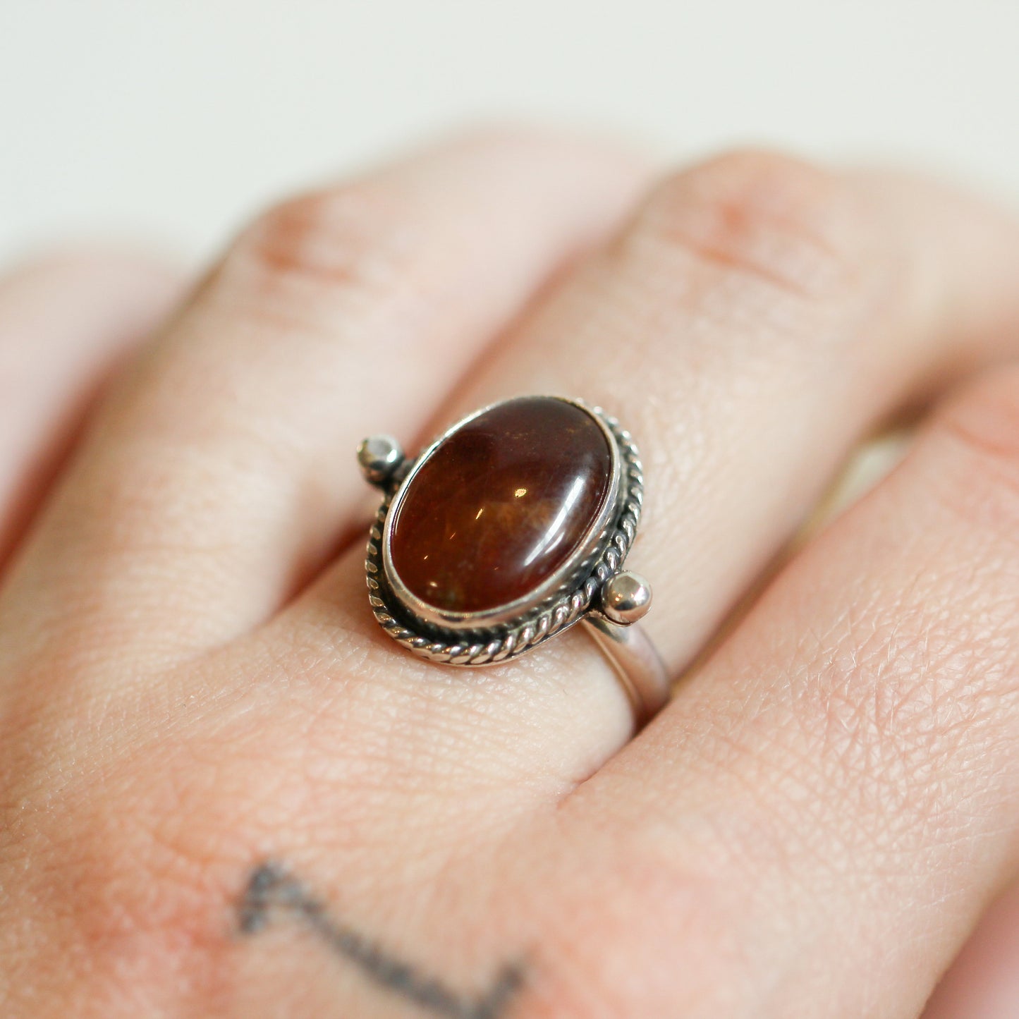 Hessonite Garnet Lasso Ring - .925 Sterling Silver - Silversmith
