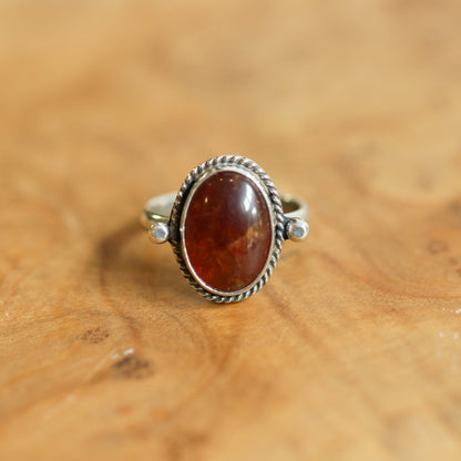 Hessonite Garnet Lasso Ring - .925 Sterling Silver - Silversmith
