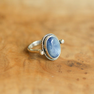 Blue Kyanite Lasso Ring - Sterling Silver Ring - Silversmith Ring - Blue Kyanite Ring