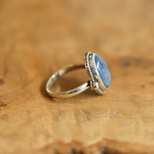 Blue Kyanite Lasso Ring - Sterling Silver Ring - Silversmith Ring - Blue Kyanite Ring