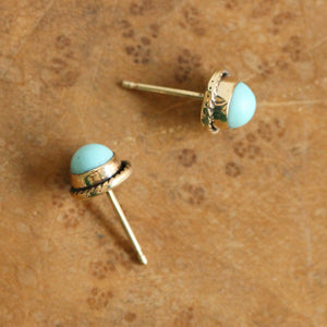 Turquoise Posts - 14K Gold Post Earrings