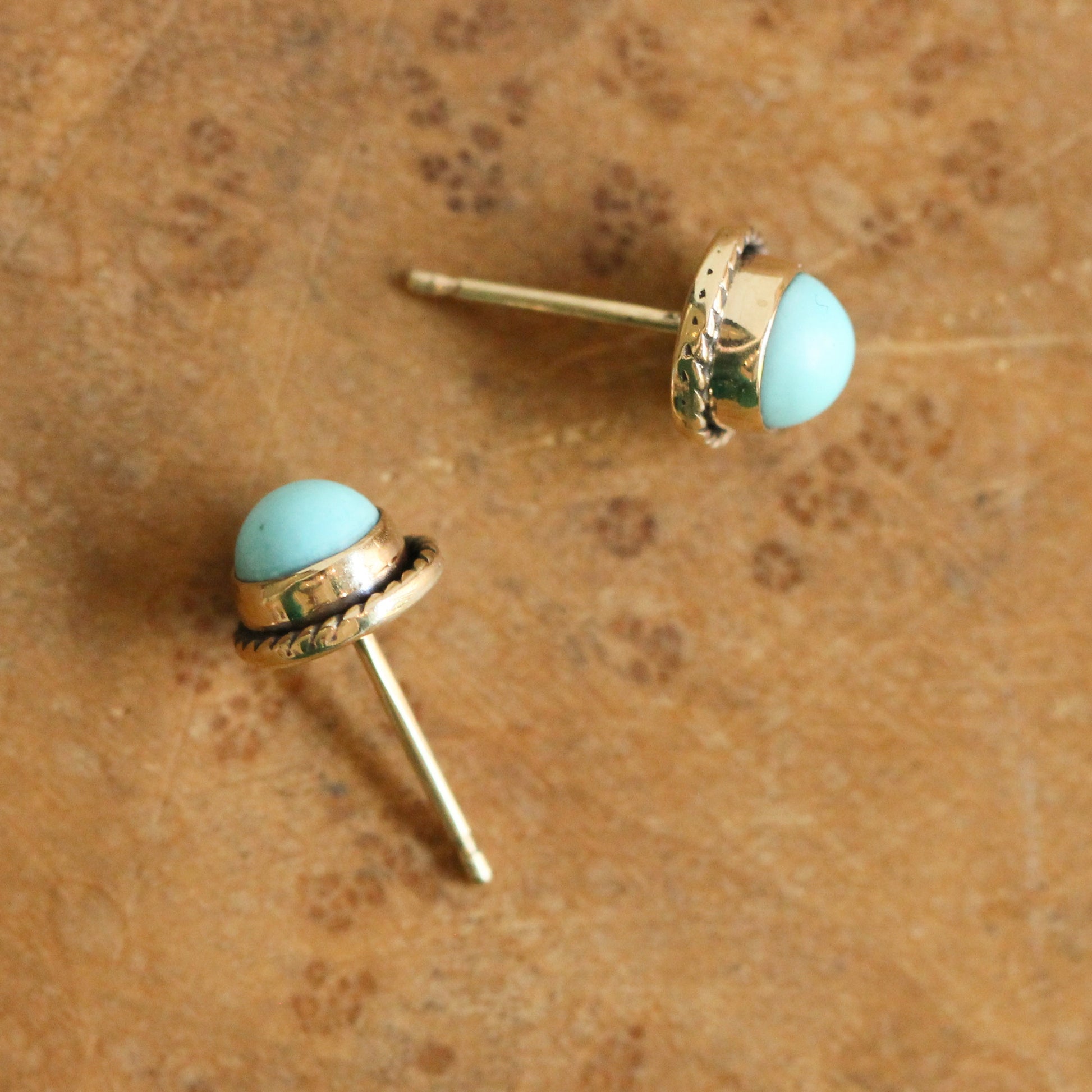 Turquoise Posts - 14K Gold Post Earrings