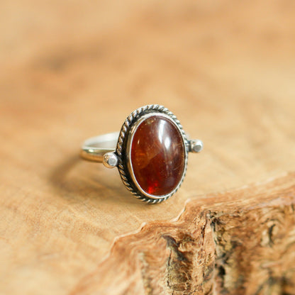 Hessonite Garnet Lasso Ring - .925 Sterling Silver - Silversmith