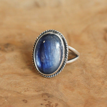 Blue Kyanite Boho Ring - Sterling Silver Ring - Choose Your Size