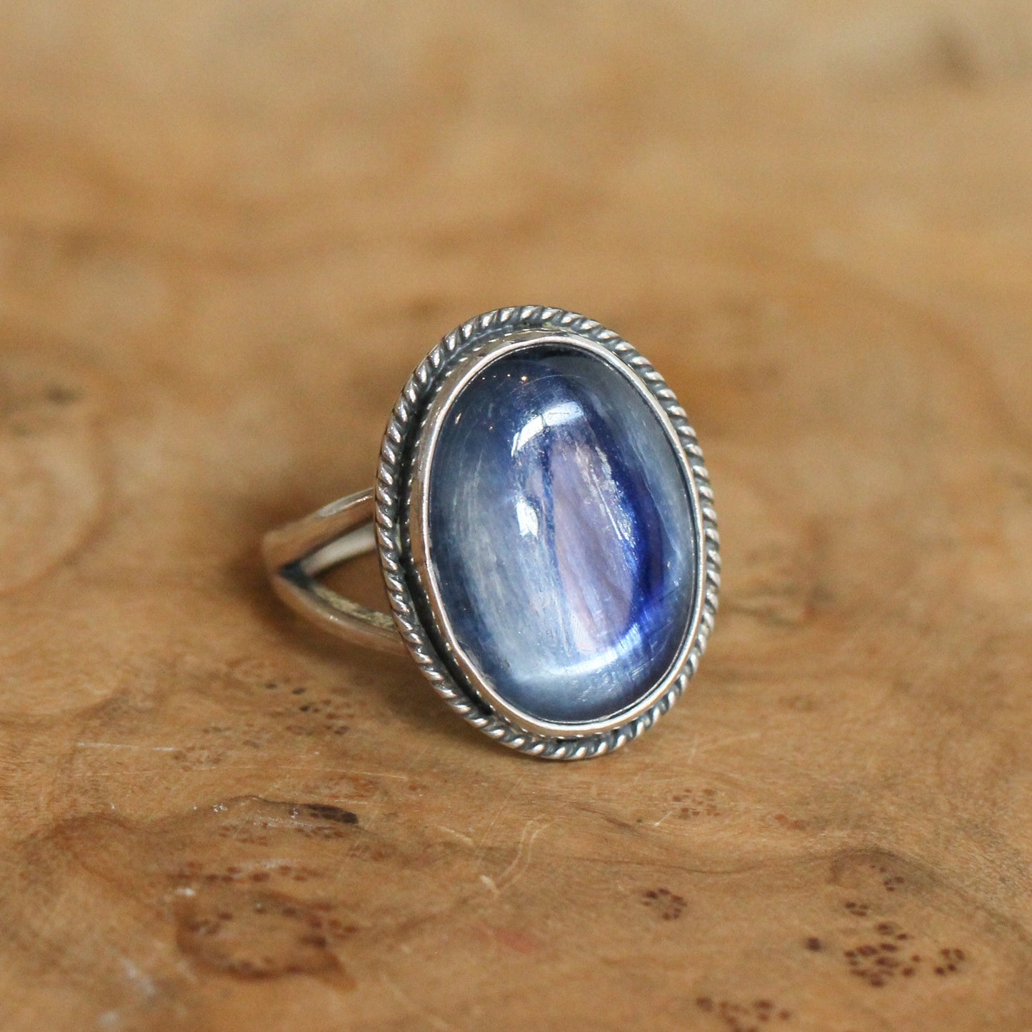 Blue Kyanite Boho Ring - Sterling Silver Ring - Choose Your Size
