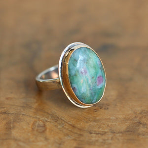 Ruby in Fuchsite Ring - Choose your Stone - Boho Ring - .925 Sterling Silver - Big Ruby Ring