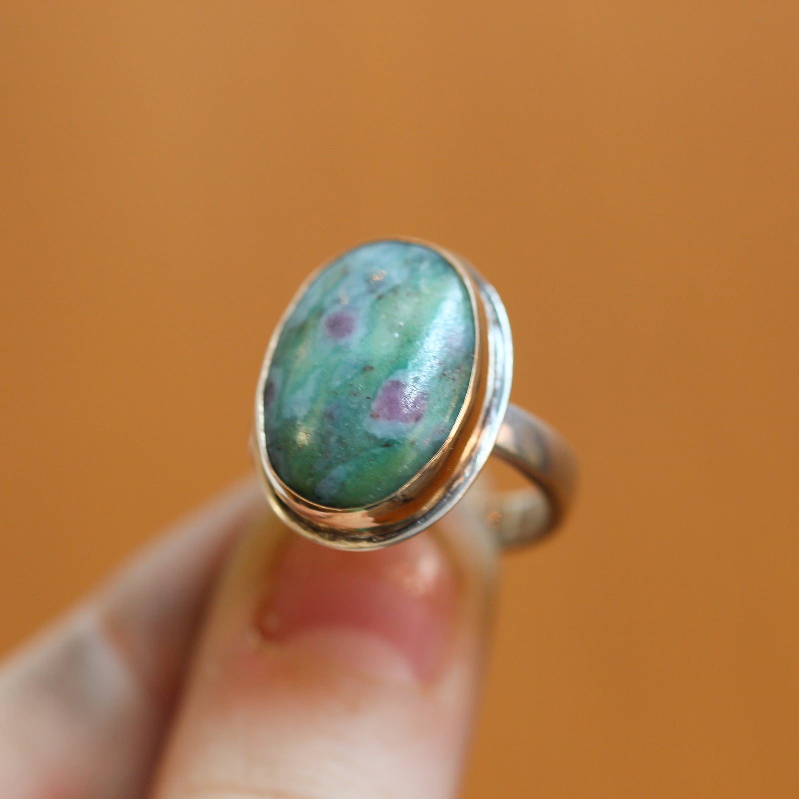 Ruby in Fuchsite Ring - Choose your Stone - Boho Ring - .925 Sterling Silver - Big Ruby Ring