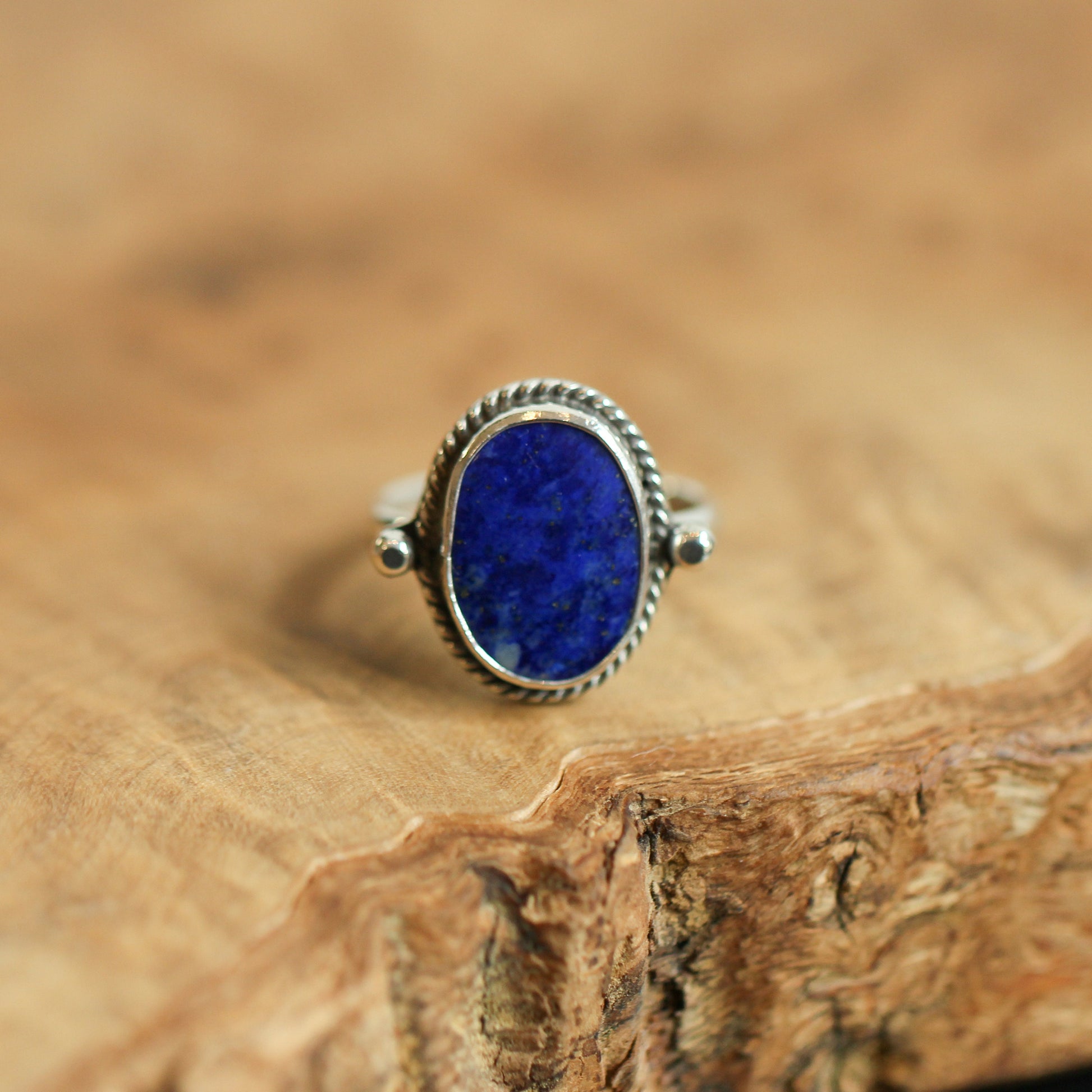 Sterling Silver Lapis Lazuli Ring - Silversmith Boho Jewelry