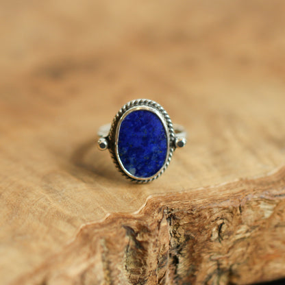 Sterling Silver Lapis Lazuli Ring - Silversmith Boho Jewelry