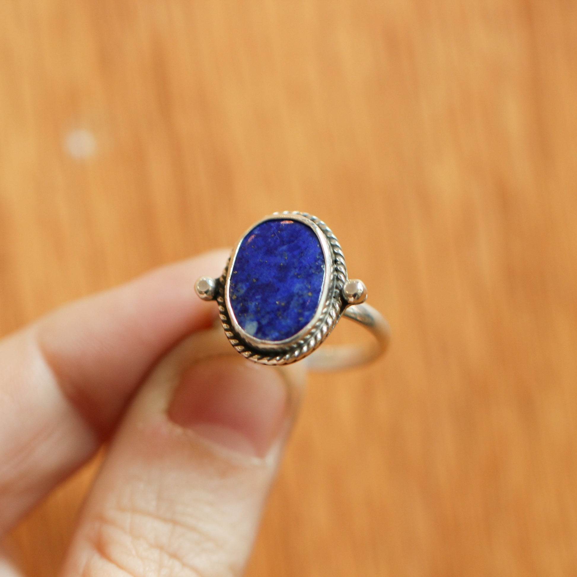 Sterling Silver Lapis Lazuli Ring - Silversmith Boho Jewelry