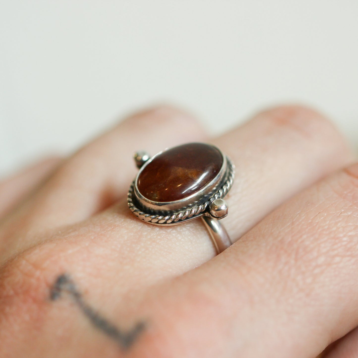 Hessonite Garnet Lasso Ring - .925 Sterling Silver - Silversmith