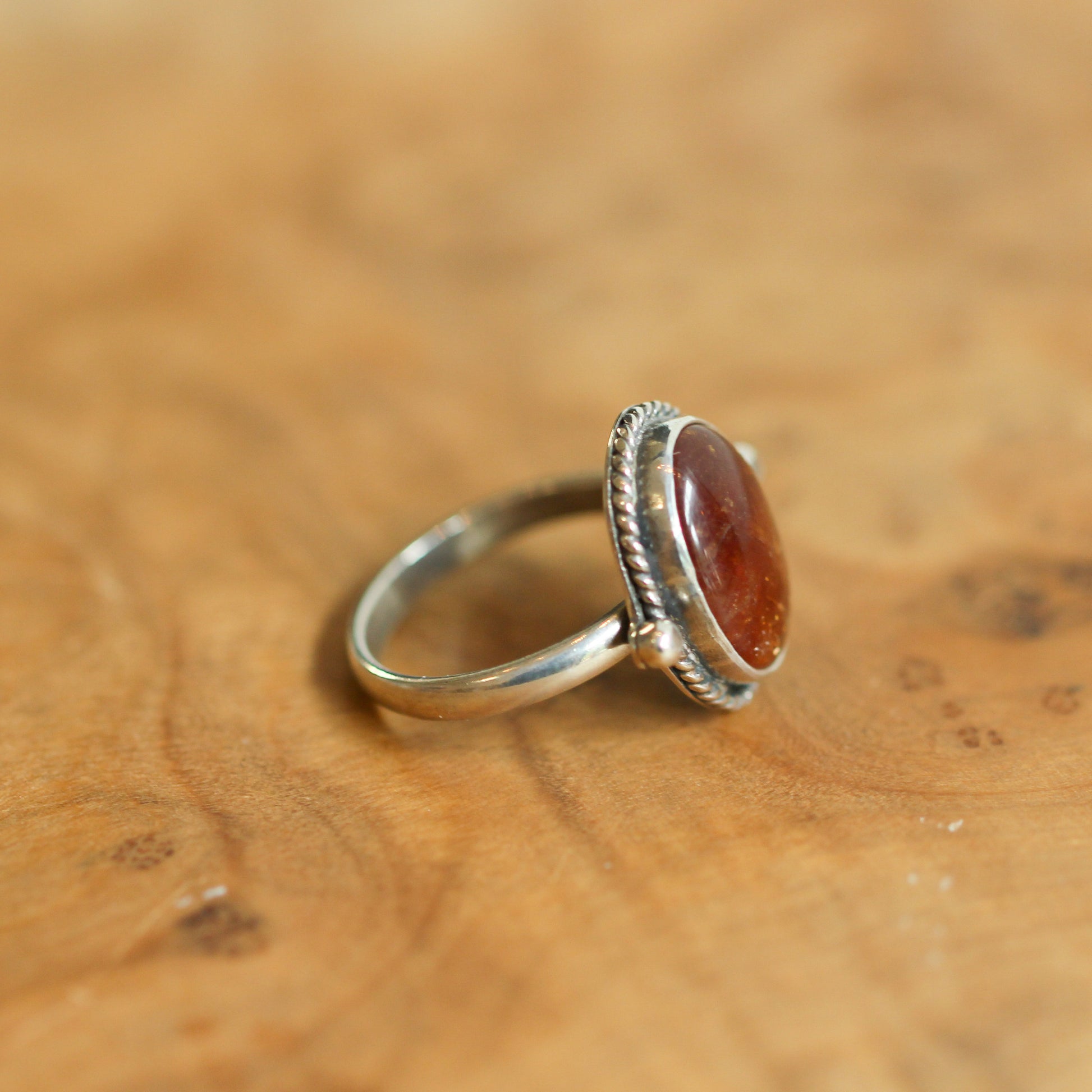 Hessonite Garnet Lasso Ring - .925 Sterling Silver - Silversmith