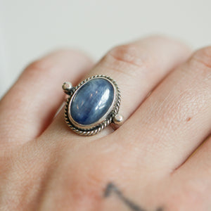 Blue Kyanite Lasso Ring - Sterling Silver Ring - Silversmith Ring - Blue Kyanite Ring