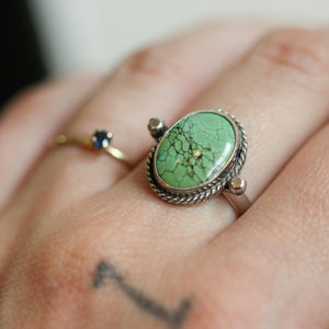 Turquoise Lasso Ring - Natural Turquoise Ring - Silversmith Ring - Delica Ring