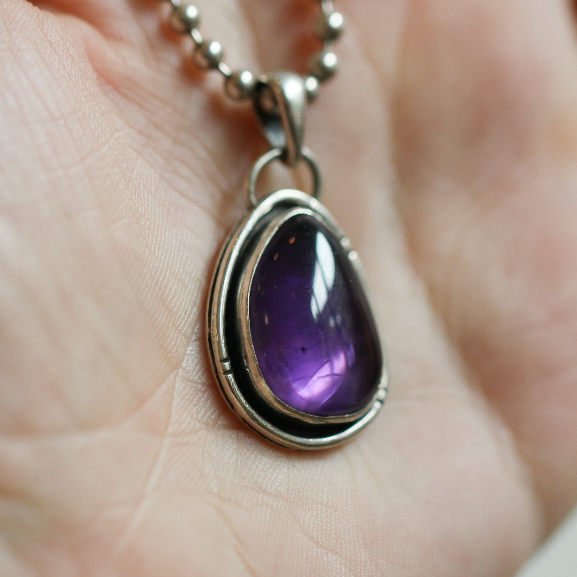 Amethyst Pendant -Heartland Pendant - Purple Amethyst Necklace - Silversmith Pendant