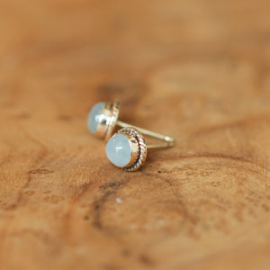 14K Gold Aquamarine Posts - Goldsmith