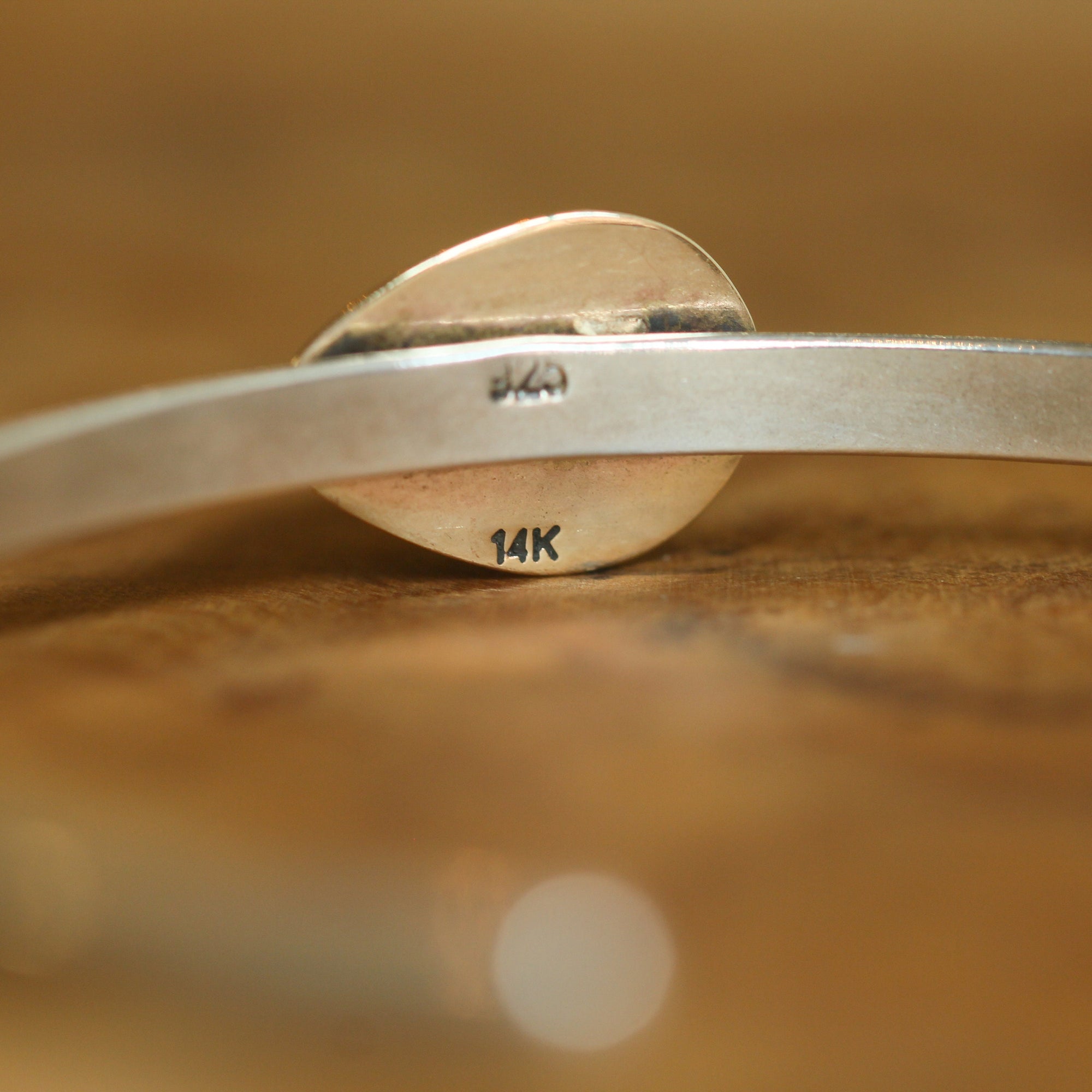 Phosphosiderite Bracelet - 14KT Gold - Gold and Silver Cuff