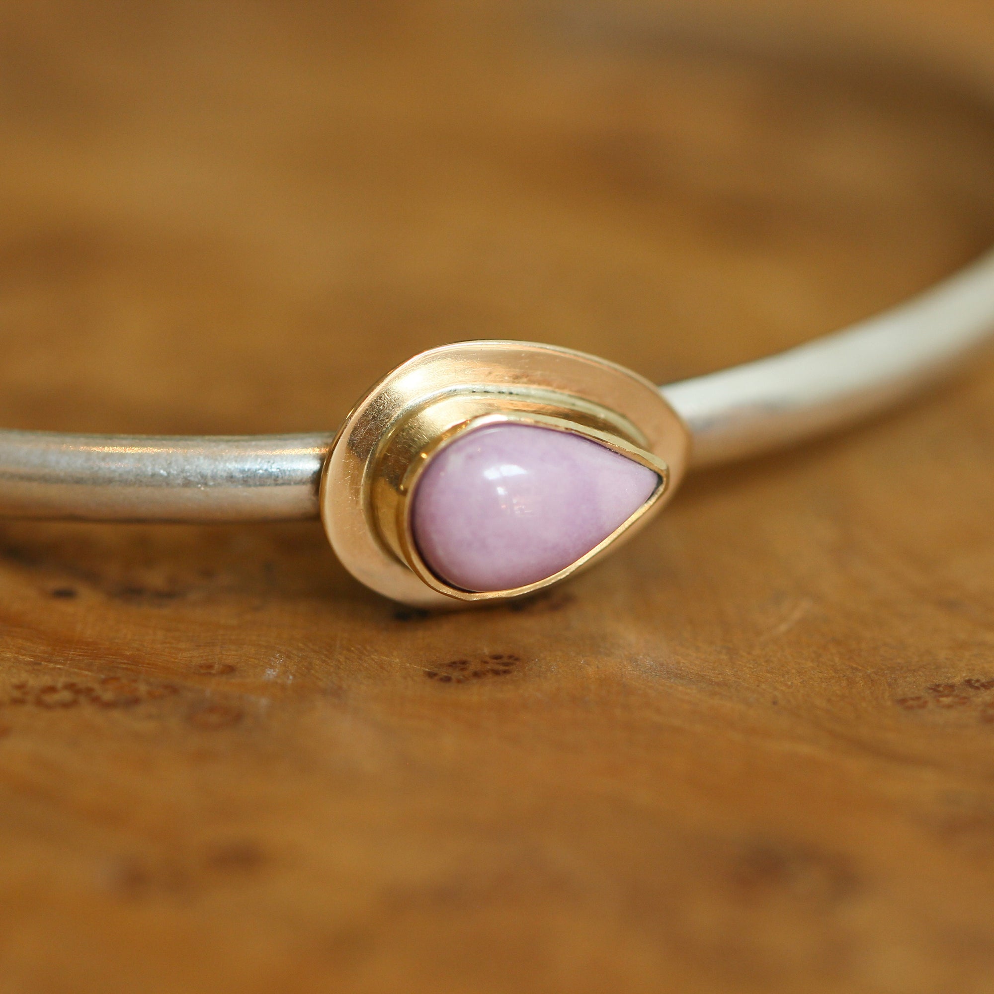 Phosphosiderite Bracelet - 14KT Gold - Gold and Silver Cuff