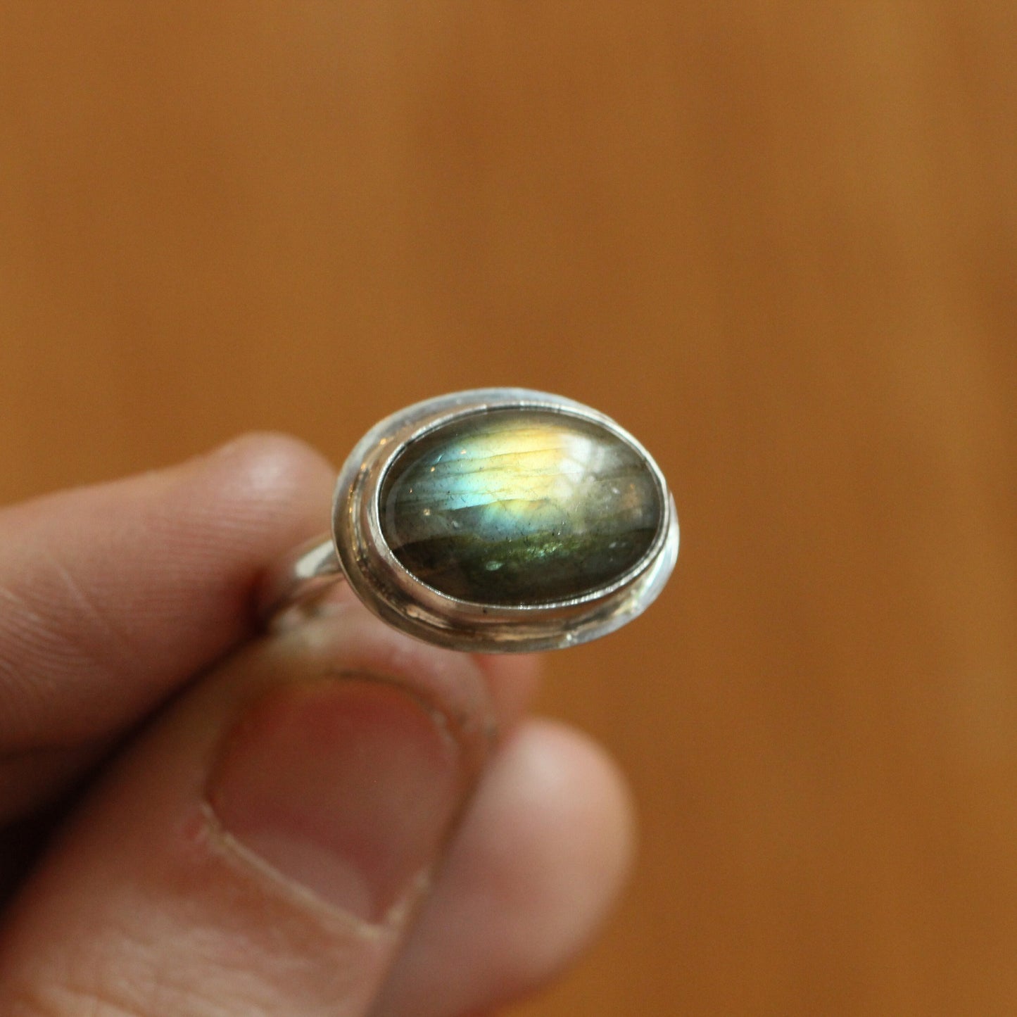 Flashy Labradorite Ring – Sterling Silver Oval, Silversmith Jewelry