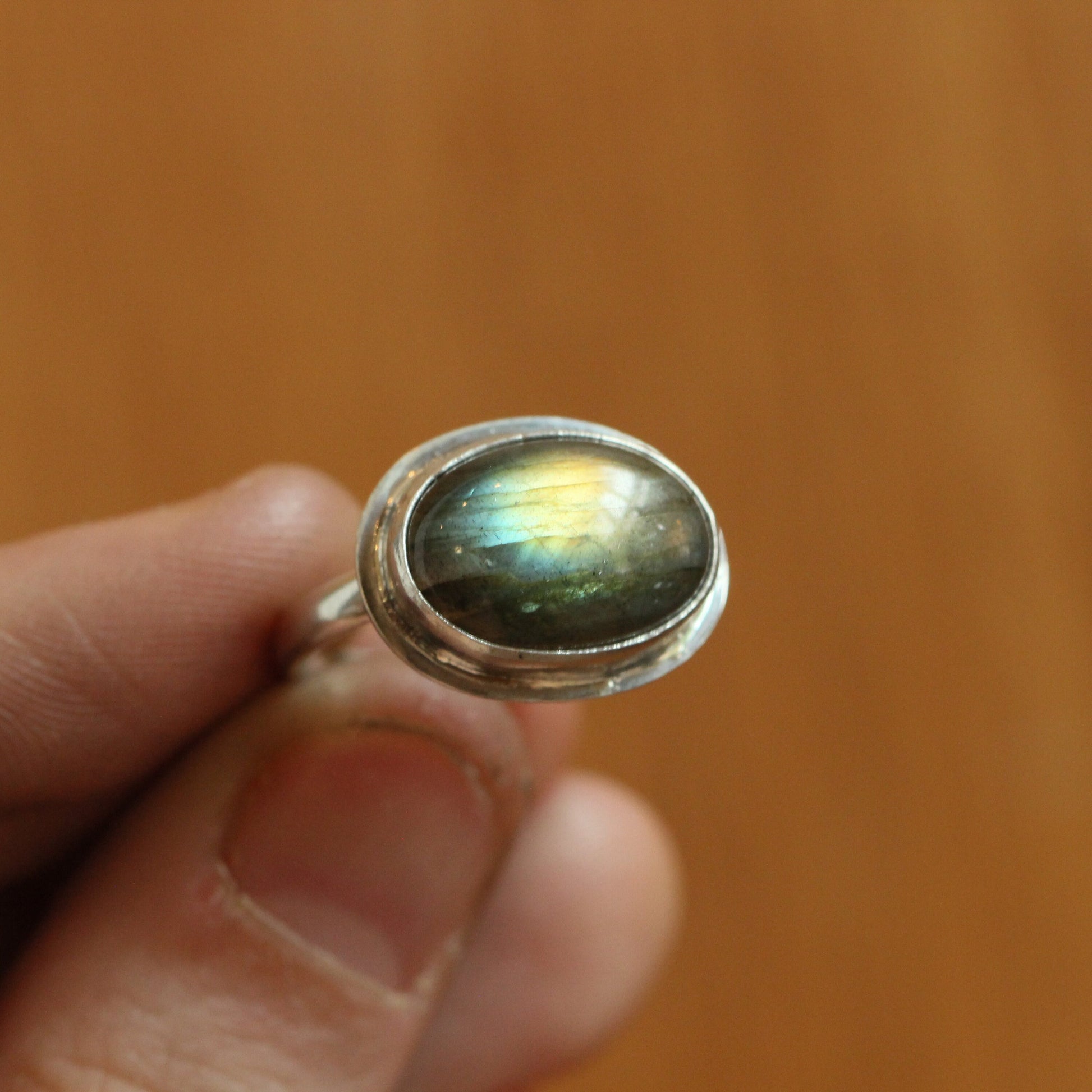 Flashy Labradorite Ring – Sterling Silver Oval, Silversmith Jewelry