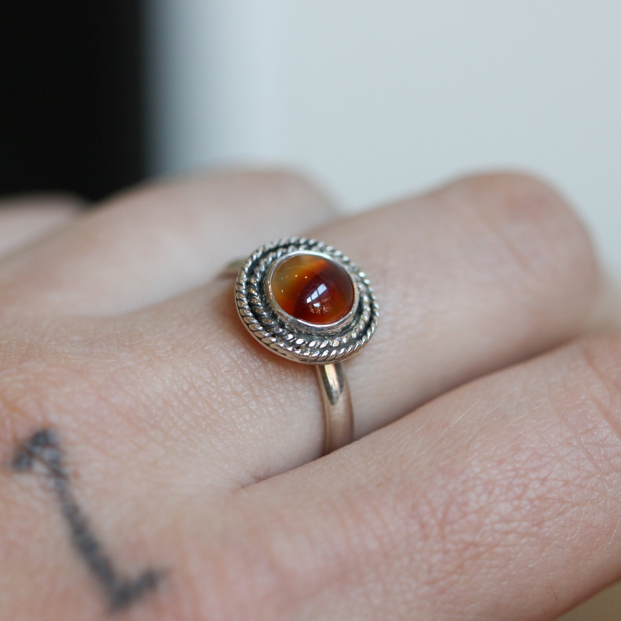 Orange Carnelian Ring - Western Carnelian Ring - Silversmith Ring - Carnelian Stacker