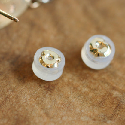Freshwater Pearl Stud Earrings - 14KT and 18KT Gold - Dainty Mabe Pearl