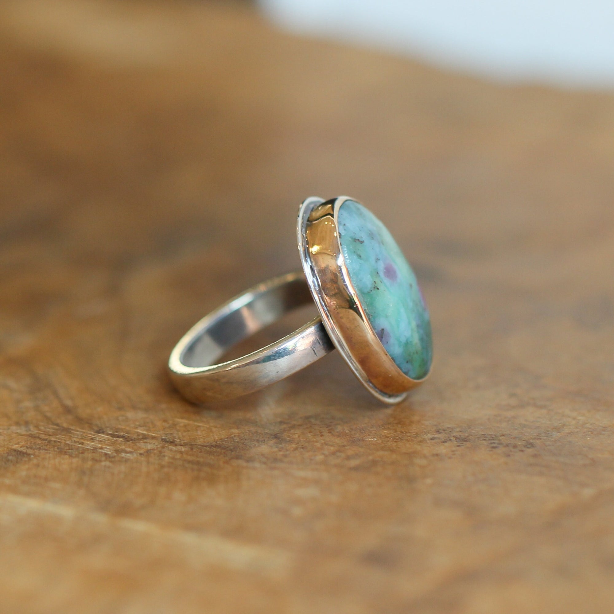 Ruby in Fuchsite Ring - Choose your Stone - Boho Ring - .925 Sterling Silver - Big Ruby Ring